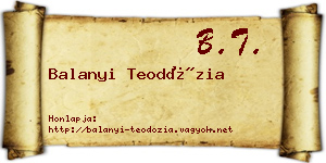 Balanyi Teodózia névjegykártya